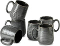 HASENSE Ceramic Coffee Mugs - 15 OZ Large Coffee Cups Set of 6 with Handle for Hot Beverages, Porcelain Latte Mugs for Tea, Milk, Cocoa, Cappuccino and Mocha, Microwave and Dishwasher Safe, Grey