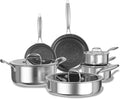 COOKER KING Stainless Steel 10pcs Cookware Set, Pots and Pans Set with Lids, Frying Pans, Saucepans, Saute Pan & Stock Pot, Non Stick, Non Toxic, Induction, Oven, Dishwasher Safe, Stay-Cool Handles