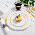 WELLIFE 700 Pcs Gold Plastic Plates for 100 Guests - Disposable Dinnerware Set,Party Supplies Includes 200 Gold Plates,300 Plastic Silverware,100 Napkins,100 Cups for Party and Wedding