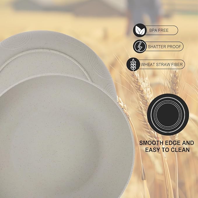Wrova 2 Pack Salad Bowls,10inch 65oz Large Salad Bowl Set,Plastic Bowl for Kitchen,wheat straw bowls Set for Soup,Cereal,Ramen,Fruit,Salad,Dishwasher & Microwave Safe,Easy Clean.Gray