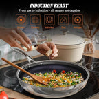 10" Hybrid Ceramic Nonstick Frying Pan, 3-Ply Stainless Steel Skillet, 2-Layer Coating, PFAS & PTFE Free, 9H Hardness & Corrosion Resistance, Dishwasher Safe, Induction Compatible-Blue