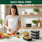 Glotoch Meal Prep Containers with Lids, Plastic food storage containers Reusable, 1-compartment BPA-free, Bento boxes for portion control & takeout, Microwave/freezer/dishwasher safe (50 pack, 32 oz)