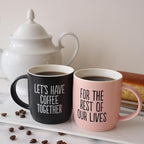 Triple Gifffted Let's Have Coffee Together Coffee Mug Set, Engagement Wedding Gifts for Couple, Bride and Groom Newlywed Bridal Shower, His and Hers, Mr and Mrs, Christmas, Valentine’s, Ceramic 380ML