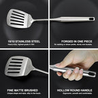18/10 Stainless Steel Cooking Utensils Set,12pcs Metal Kitchen Utensils Set Dishwasher Safe, Heat Resistant Wok Tools Set for Cooking Enthusiasts
