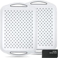 Large Anti-Slip Serving Tray with Handles, Dual Rubber Grippy Lap Food Trays for Eating, Dinning, Breakfast, on Couch/TV, White - Set of 2