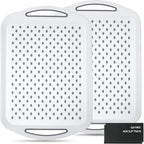 Large Anti-Slip Serving Tray with Handles, Dual Rubber Grippy Lap Food Trays for Eating, Dinning, Breakfast, on Couch/TV, White - Set of 2