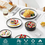 vancasso PLAYA Plates and Bowls Sets, 24 Pieces Beige Dinnerware Sets for Kitchen, Reactive Glaze Dishes Set for 8, Dishwasher and Microwave Safe