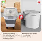 Rice Storage Container, Collapsible Airtight Food Storage Containers 20-30lbs with Clear Lid and Wheels, Rice Dispenser with Scoop for Flour Cereal Pasta Grain, Cat Pet Bird Dog Food Storage Container