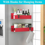 2 Pack Magnetic Spice Storage Rack Organizer for Refrigerator and Oven, Red Fridge Organizers and Storage