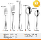 Silverware set for 4,20 Pieces Premium Stainless Steel Silverware set,Mirror Polished Cutlery Set,Flatware Set for 4,Dishwasher Safe,Luster Series