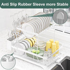 LIYI Dish Drying Rack,Large Dish Rack for Kitchen Counter,2-Tier Dish Racks with draining Tray,Detachable Capacity Dish Drainer Organizer,White