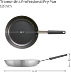 Tramontina Professional 12-Inch Non Stick Large Frying Pan, Heavy-Gauge Aluminum Skillet with Reinforced Nonstick Coating, Gray Handle, Dishwasher and Oven Safe