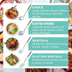 Pleafind Cooking Utensils Set - 4 Pcs Stainless Steel Kitchen Utensils, Wok Utensils Set Include Wok Ladle, Wok Spatula, Slotted Spoon and Slotted Spatula, Dishwasher Safe