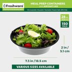 Freshware Meal Prep Containers with lids [150 Pack] Food Storage Containers, Bento Box, BPA-Free, Stackable, Microwave, Dishwasher, Freezer Safe, 32 Oz, Black