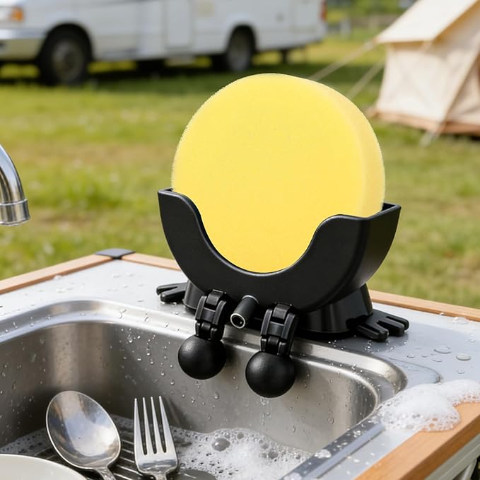Cute Hanging Sponge Holder with Drainage, 3D Printed Funny Sponge Holders for Kitchen Sink, Peeing Scrub Sponge Holder, Keeps Your Sponge Dry (Black)