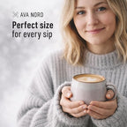 Ava Nord Large Ceramic Coffee Mugs Set of 4 | 16 oz Stoneware Coffee Cups | Lead-Free, Non-Toxic | Microwave and Dishwasher Safe | Comfortable Handle | Nordic Design for Tea, Cocoa, Latte | Rose Sand