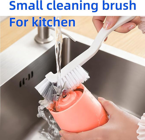2pcs Dish Scrub Brushes with Handle for Kitchen，Small Cleaning Brush for Cup，Kitchen Sink，Blender，Crevice Cleaning Brush