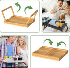 Bamboo Bed Tray Table with Foldable Legs, Breakfast in Bed Tray for Eating, Kitchen Serving Trays, Folding Table for Sofa, Beds, Eating, Working, Used As Laptop Desk Snack Trays, Large Bamboo