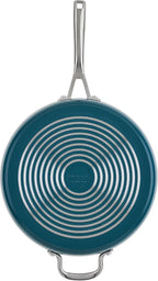 KitchenAid Hard Anodized Ceramic Induction Nonstick Cookware Saute Pan/Jumbo Cooker with Lid and Helper Handle, Dishwasher Safe, 5 Quart Non Stick Sauteuse with Stainless Steel Handles - Agave Blue