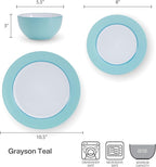 Pfaltzgraff Grayson Teal 12 Piece Dinnerware Set, Service for 4