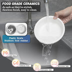 Ceramic Elevated Dog Bowl Set - Double Dog Food and Water Bowls with Metal Stand - Raised Pet Dishes for Puppies and Cats - 1 Cup - 13.5 fl oz - Matte White