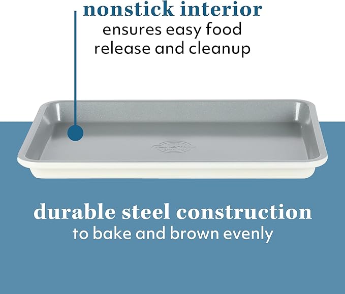 Sur La Table Kitchen Essentials Bake Sale 13 X 9 Inch PFOA, PFAS, PTFE Free Nonstick Cookie/Baking Sheet - Linen White