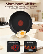 Non Stick Frying Pan, 10-inch Omelette Pan with Heat Dot Temperature Indicator, Healthy Non Toxic Egg Skillet with Heat-Resistant Handle, PFOA-Free, Dishwasher Safe, Compatible with All Cooktops