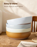 Metflavor Pasta Bowls Set of 8, 34oz Speckled Ceramic Bowls Set for Serving Salad, Pasta, Soup, Dinner, 8" Wide and Deep Bowls, Dishwasher & Microwave Safe, Matte Terracotta Base (Mixed Color)