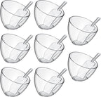 Hoolerry 16 Pcs Serving Bowls Kit Include Clear Plastic Bowls for Parties and Popcorn Measuring Scoops Acrylic Plastic Kitchen Angled Candy Scoops for Office Canister Salad Cooking (25 oz)