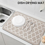 WISELIFE Dish Drying Mat Super Absorbent Drying Mat Large Dish Drying Mats for Kitchen Counter Easy Clean Dish Mat Kitchen Drying Mat18"x 28" Stylish Khaki