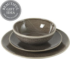 Gibson Elite Sandy Pines Stoneware Plates and Bowls Set - 12 Piece Reactive Glaze Dinnerware Set - Service for 4 - Dishwasher and Microwave Safe - Brown
