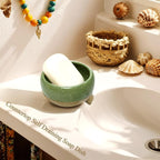 Self Draining Soap Dish and Soap Holder with Drain Spout for Sink, Shower, Bathroom, and Kitchen - Compact Resin Sponge Holder and Organizer, Keep Dry and Easy Cleaning Design, Green
