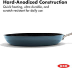 OXO Enhanced 12” Nonstick Frying Pan Skillet with Lid, Ceramic PFAS-Free Cookware, Durable Hard Anodized, Scratch Resistant, Stainless Steel Handle, Eggs & Omelets, Dishwasher & Oven Safe, Storm Blue