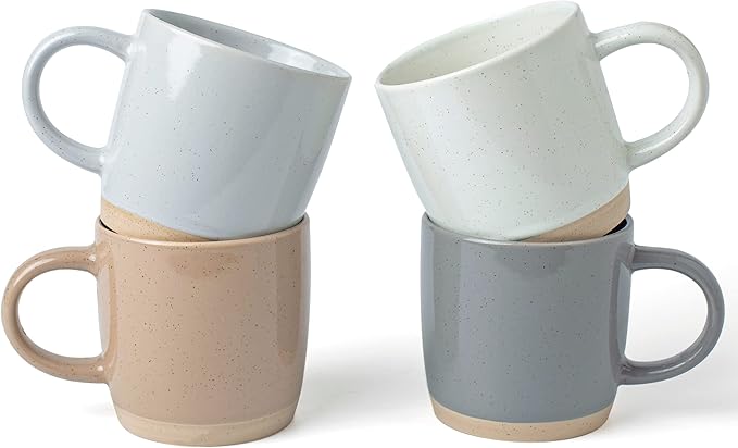 famiware Coffee Mugs for 4, 13 oz Mug Set, Dringking Cup with Handle for Coffee, Tea, Cocoa, Milk, Milkyway serise, Multi-color