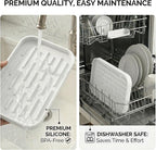 Silicone Organizer Tray, Soap and Sponge Holder for Kitchen Sink, Bathroom - Storage Tray for Dish Brush, Soap Dispenser, Dishwashing Accessories-(White 1 Pack, 10"x5.3")