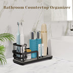 Kitchen Sink Caddy Organizer for Instant Dry, Rustproof Sponge Holder & Dish Soap Tray with Diatomaceous Earth, Countertop Brush Storage,10.2" X 4.7" X 4.1",Black