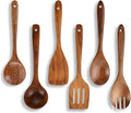 6-Piece Wooden Spoons for Cooking – Smooth Polished Teak Wood Utensils – Soft Comfort-Grip Cooking Wood Spoons Non-Stick Safe Easy to Clean Heat Resistant Set