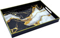 Serving Tray with Handles, 15.7 * 11.8 inches, Plastic Ottoman Tray with Exquisite Paintings, Trays for Coffee Table