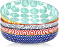Selamica Ceramic Pasta Bowls Set of 4, 34 OZ Salad Bowls, 8.6 Inch Wide and Shallow Bowls, Microwave & Dishwasher Safe, Assorted Colors