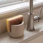 Travertine Natural Marble Sponge Holder, Sponge Caddy for Sink Organizer, Kitchen, Bathroom, Fast Absorbing, Durable, Elegant and Stylish