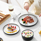 vancasso PLAYA Plates and Bowls Sets, 24 Pieces Beige Dinnerware Sets for Kitchen, Reactive Glaze Dishes Set for 8, Dishwasher and Microwave Safe