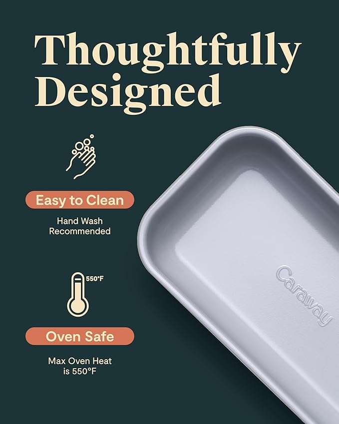 Caraway Non-Stick Ceramic 1 lb Loaf Pan - Naturally Slick Ceramic Coating - Non-Toxic, PTFE & PFOA Free - Perfect for Pound Cakes, Breads, & More - Cream