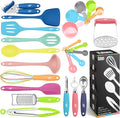 Kaluns 24 Pcs Silicone Cooking Utensils Set - Can Opener, Masher, Turner, Spatula, 446F Heat Resistant, Non-Stick, Premium Silicone & Stainless Steel