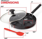 Modern Innovations 4-Cup Nonstick Egg Frying Pan with Lid, Fried Egg Pan, Omelette Pan, Mini Pancake Pan for Stove Top Gas & Electric, Small Egg Skillet, Breakfast Sandwich Maker