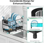 GSlife Large Dish Drying Rack - 2 Tier Dish Rack for Kitchen Counter, Expandable Capacity Dish Drainer Rack with Removable Cutlery Holder, 15.7''-20.7''L x 9.8" D x 13.4" H, Black