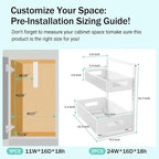 Petiza Under Sink Organizer Adjustable Height 2 Tier Bathroom Organizer Pull Out Cabinet Organer kitchen organizers and storage fridge organizers and storage,White,XL-1 Pack