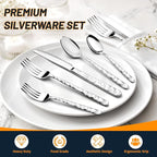 60 Piece Silverware Set for 12, Food-Grade Stainless Steel Utensils Set,Wave Style Design & Mirror Polished - Dishwasher Safe