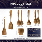 Wooden Spoons for Cooking, Nonstick Cooking Utensil Set with 7 Piece Acacia Wooden Spatulas and Spoons, as well as a Extra Whole Wood Spoon Rest, Terrific for Everyday Kitchen Tasks