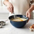 MEKY Serving Bowls, 84 Ounce Mixing Bowl Set of 2, 9 Inch Large Ceramic Salad Bowls for Kitchen, Perfect for Cooking Baking Soup Pasta Fruit and Popcorn, Microwave and Dishwasher Safe, Blue