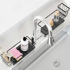 Sponge Holder for Kitchen Sink,Sink Caddy Organizers with Stone Drying Tray, Kitchen Sink Organizer for Sponges, Soap, 9.7" x 4.2"x 3.2" Home Decor Storage and Organization,2PCS Black